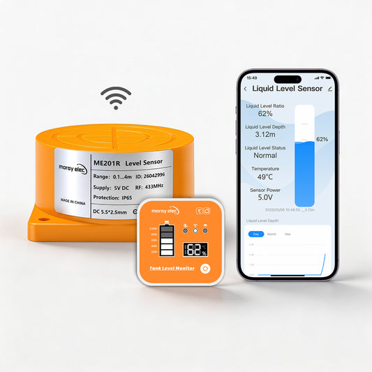 Moray ME201R Ultrasound LED Temperature Indicator Time Fuel Display Wireless Water Tank Level Gauge Liquid Level Sensor