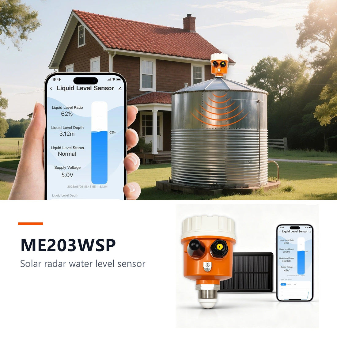 MoraySmart ME203WSP solar radar water tank level sensor outdoor lifestyle product cover