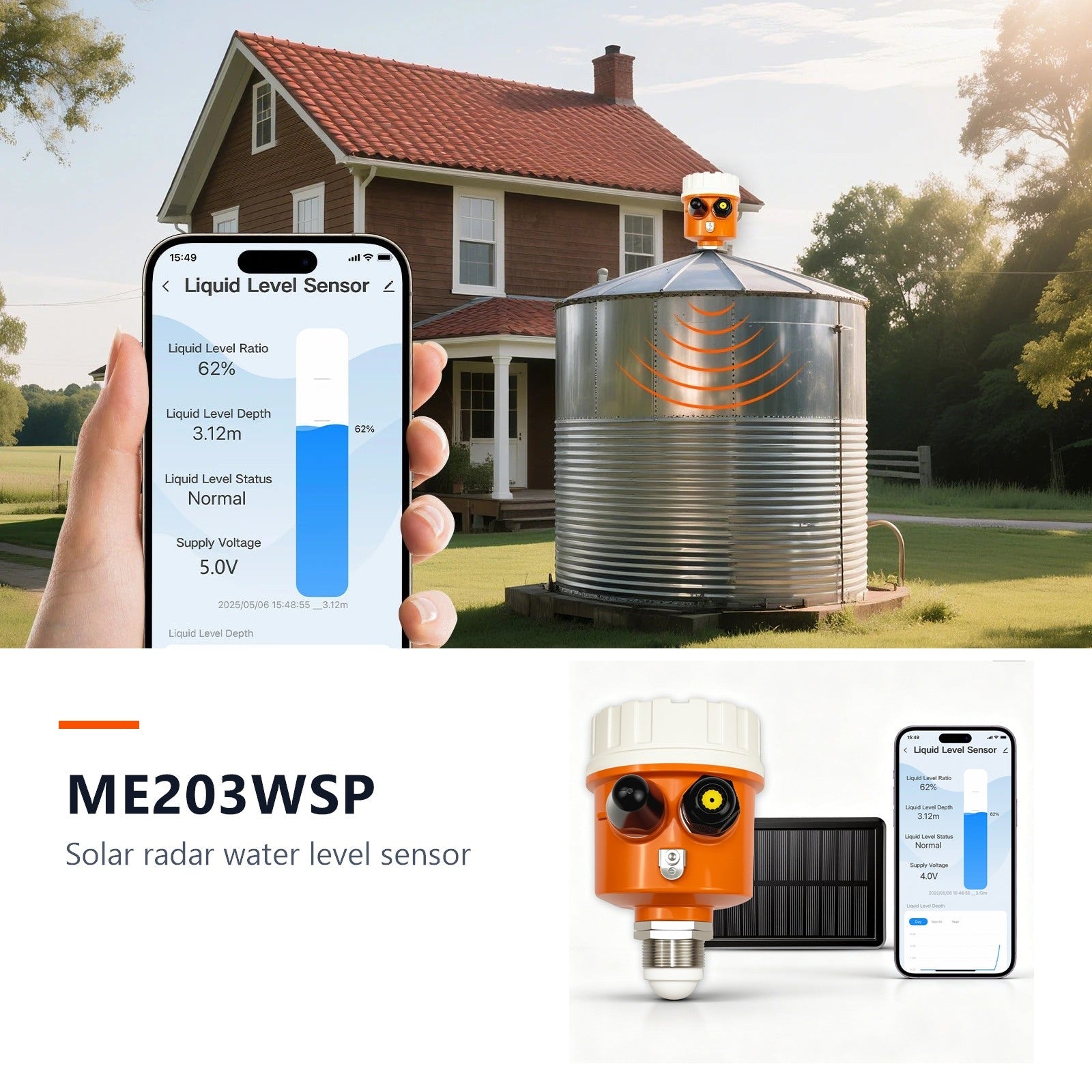 MoraySmart ME203WSP solar radar water tank level sensor outdoor lifestyle product cover