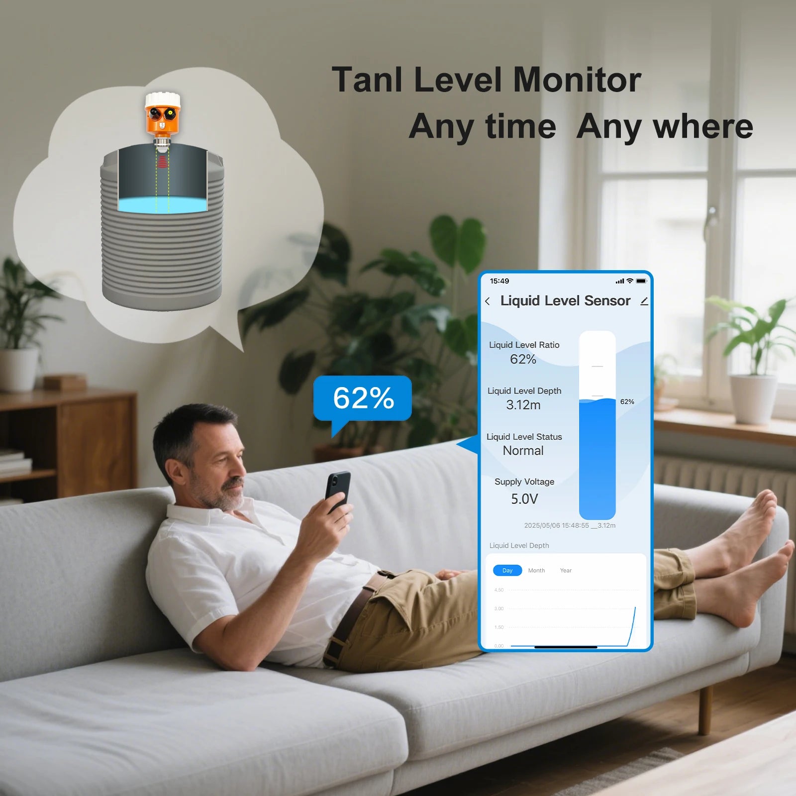 MoraySmart MorayElec MoraySensor 10M 80GHz Radar Water Tank Level Sensor ME203R by Moray - product image 3