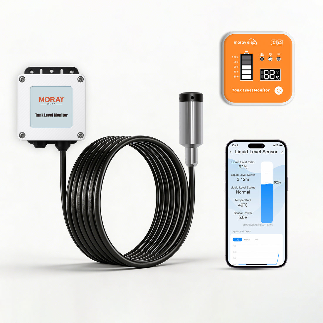 MoraySmart MorayElec MoraySensor 10M RF433 Remote Water Tank Level Monitor ME202R by Moray - main product image