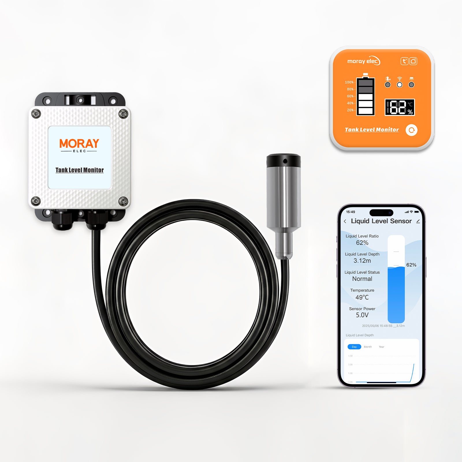 MoraySmart MorayElec MoraySensor 5M RF433 Remote Water Tank Level Monitor ME202R by Moray - main product image