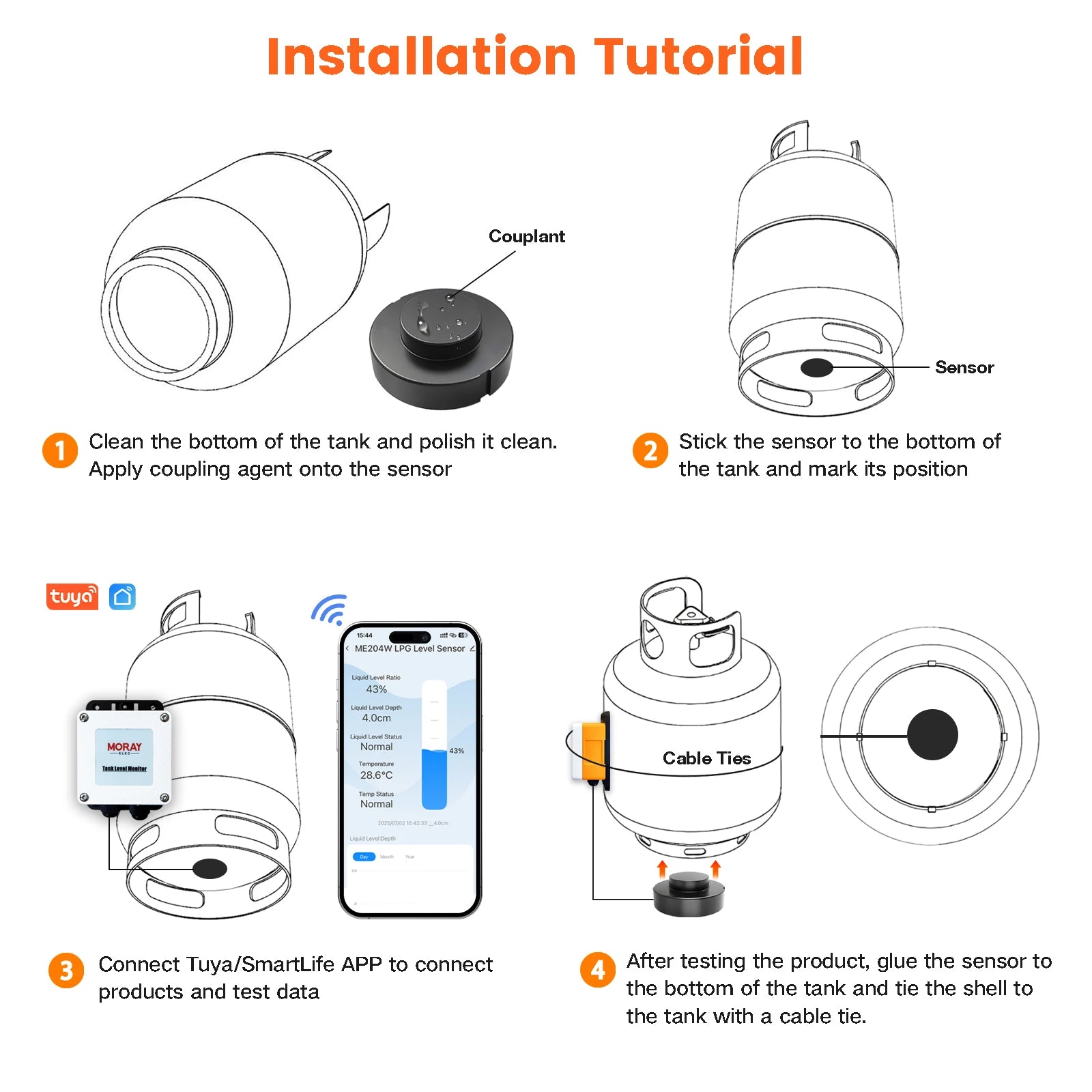 MoraySmart MorayElec MoraySensor WiFi Non-Contact LPG Tank Level Monitor ME204W by Moray - product image 7