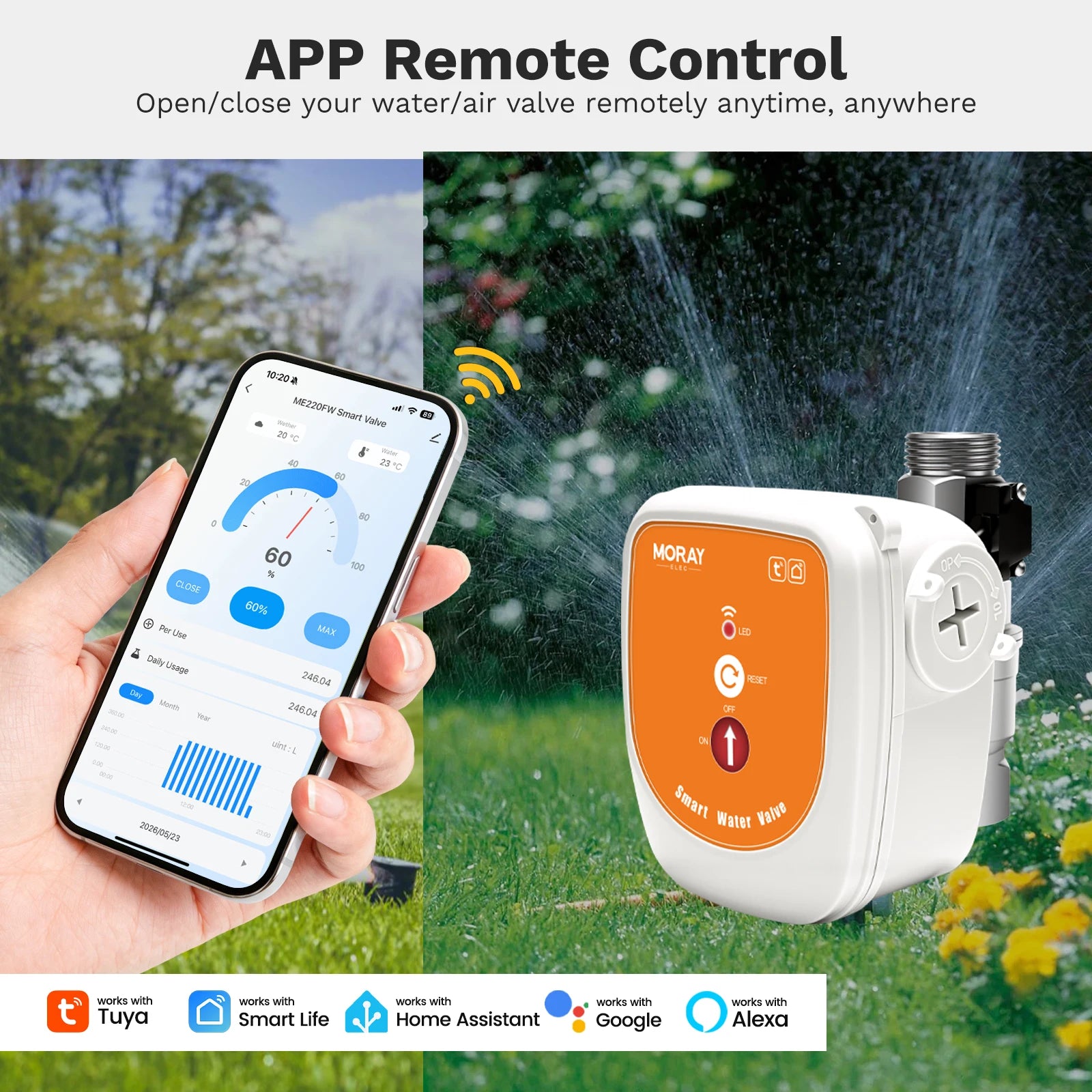 MoraySmart MorayElec MoraySensor WiFi Smart Water Flow Meter Valve for Garden Irrigation ME220FW by Moray - product image 3