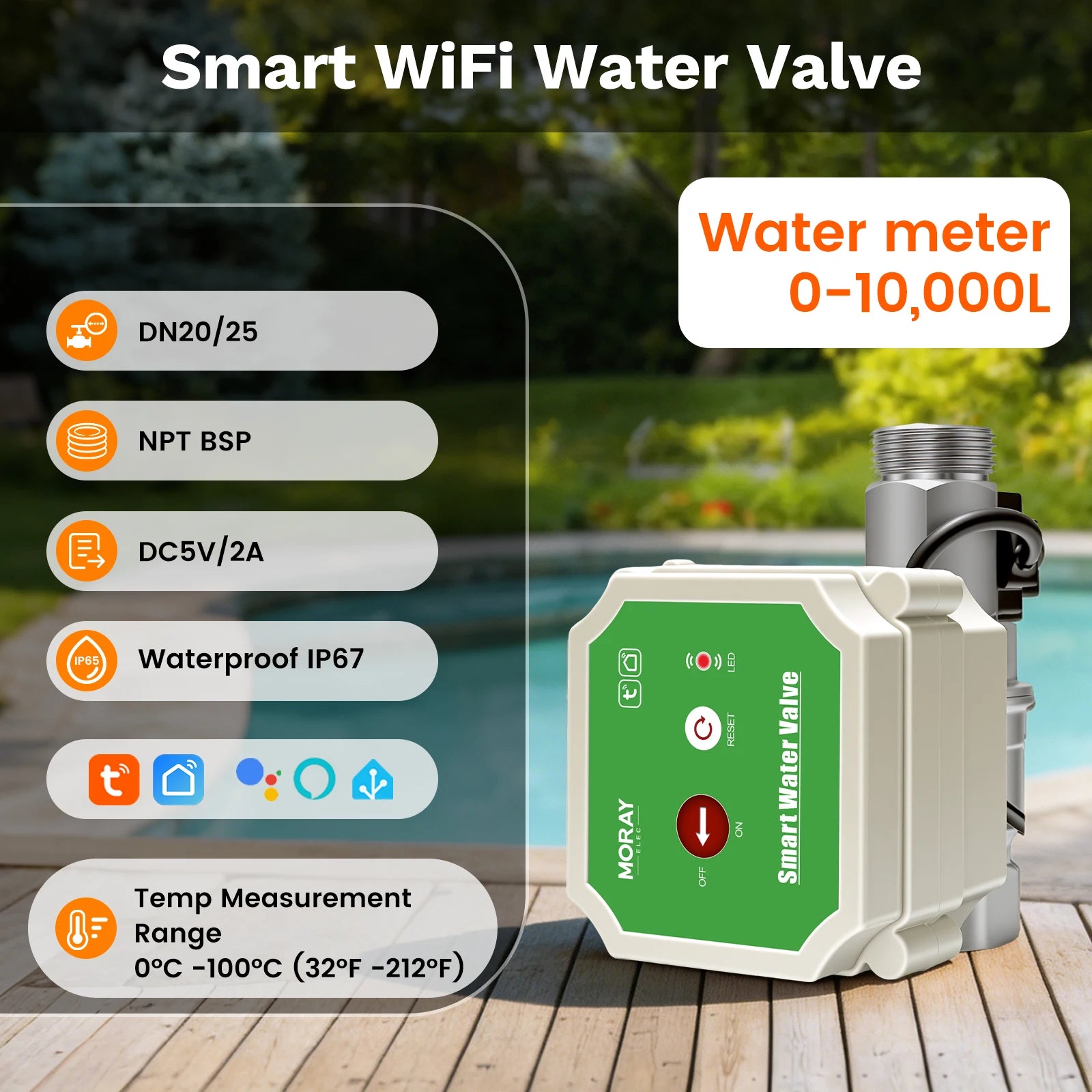 MoraySmart MorayElec MoraySensor WiFi Smart Water Flow Meter Valve with Waterproof Interface ME220XFW by Moray - product image 3