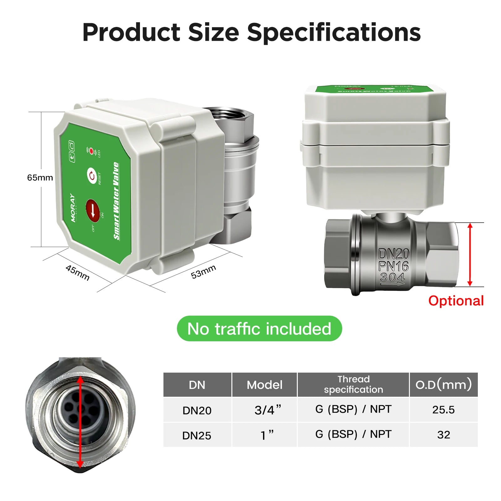 MoraySmart MorayElec MoraySensor WiFi Smart Water Valve with Waterproof Interface ME220XW by Moray - product image 2