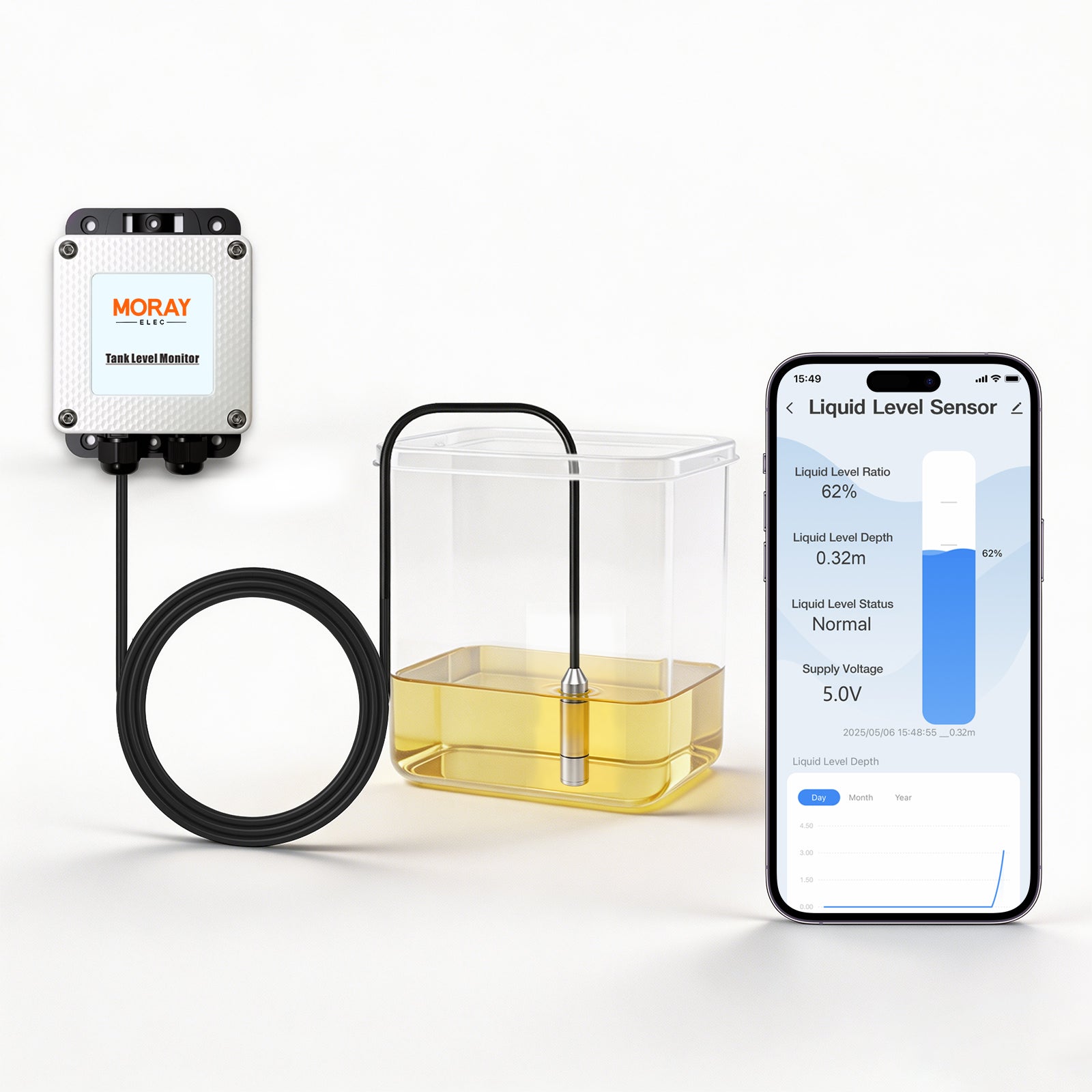 MoraySmart MorayElec MoraySensor 10M WiFi Tuya Liquid Level Sensor for Diesel & Oil ME202D by Moray - main product image