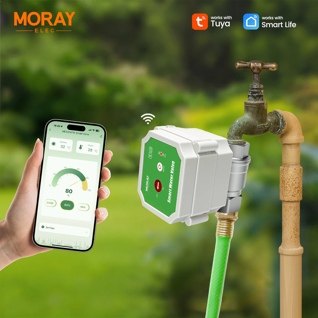 MoraySmart MorayElec MoraySensor WiFi Smart Water Valve for Irrigation Control ME220XW by Moray - main product image
