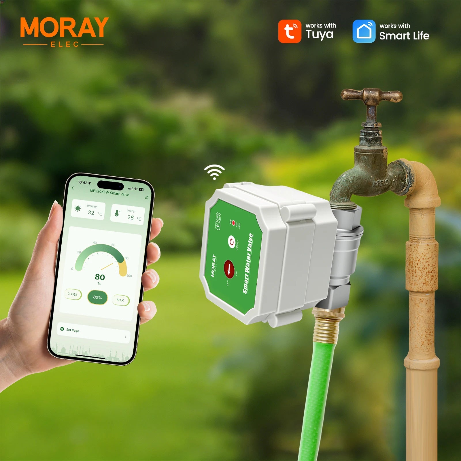 MoraySmart MorayElec MoraySensor WiFi Smart Water Valve for Irrigation Control ME220XW by Moray - main product image