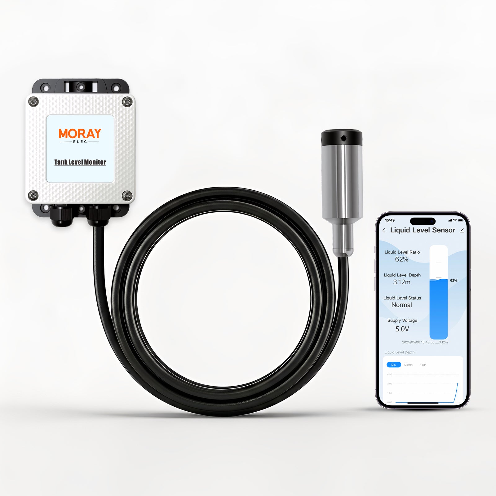 MoraySmart MorayElec MoraySensor 5M WiFi Tuya Water Tank Level Sensor ME202W by Moray - main product image